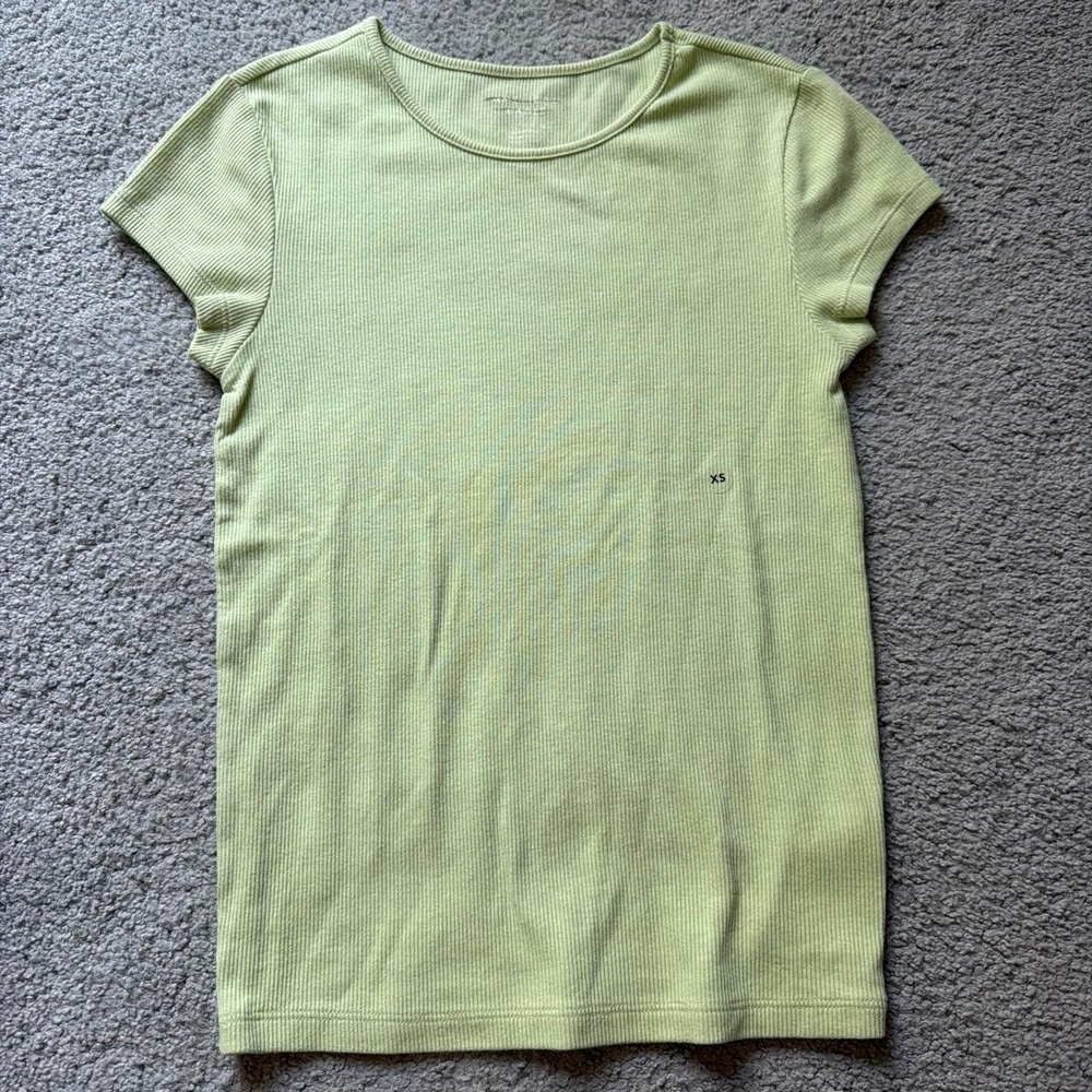 American Eagle Ribbed Fitted Lime Green T-Shirt, Size XS